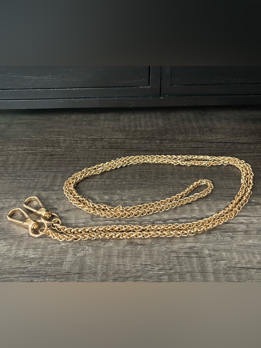 Gold Toned Braided Metal Rope Crossbody Strap